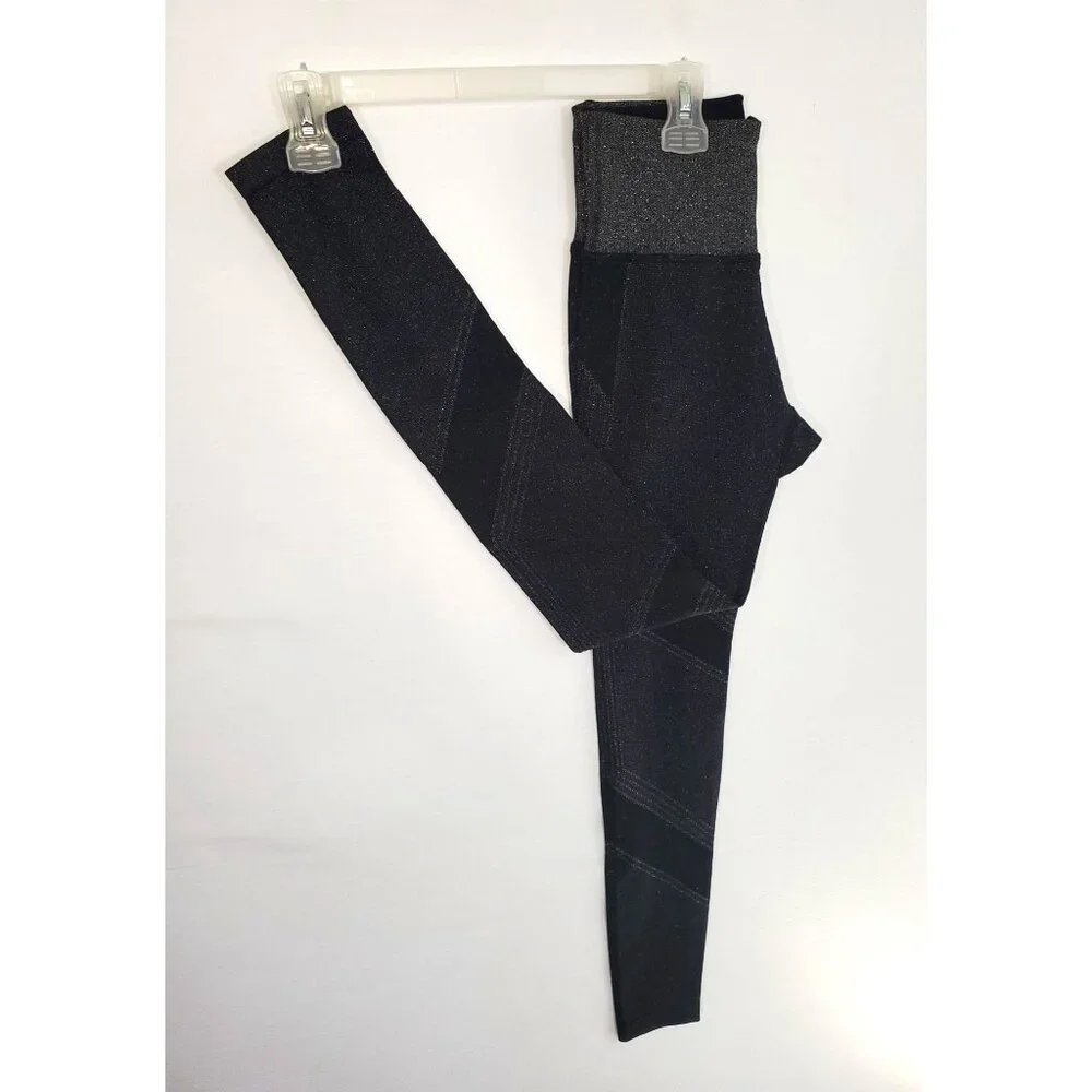NWOT Athleta Lurex Twilight Black Shimmer Sparkle Tights Leggings Size XS 1179 - Picture 6 of 9